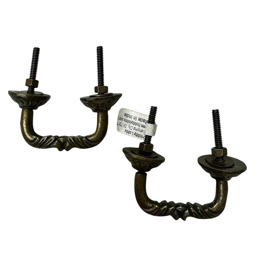 Vintage Gold Tone Drawer Pulls Set of Two Furniture Knobs Hobby Lobby Retro